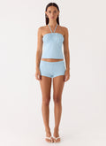 Bonita Button Mini Shorts - Pale Blue