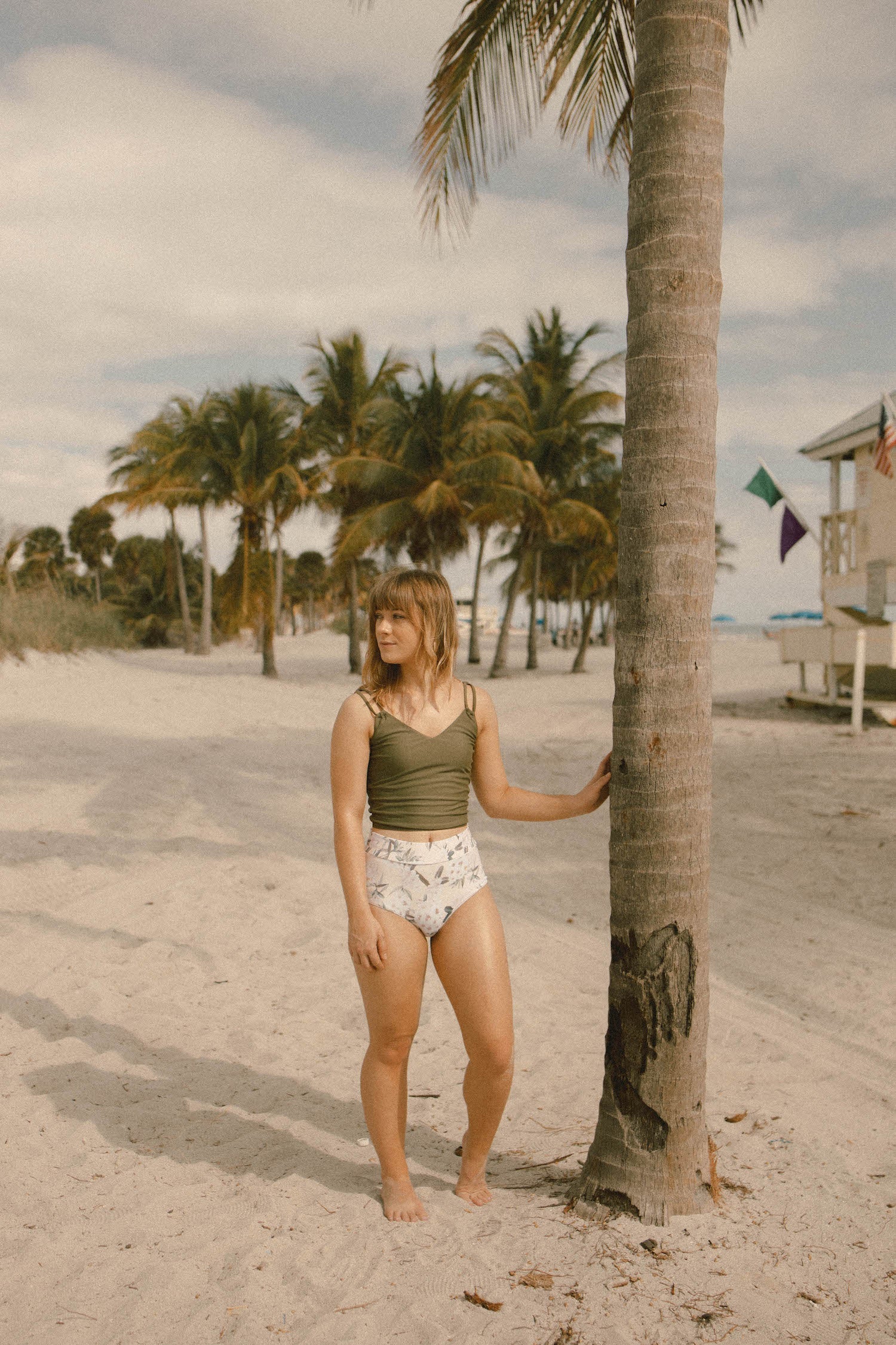 Willow Top | Green V Neck Lace Up Tankini Top