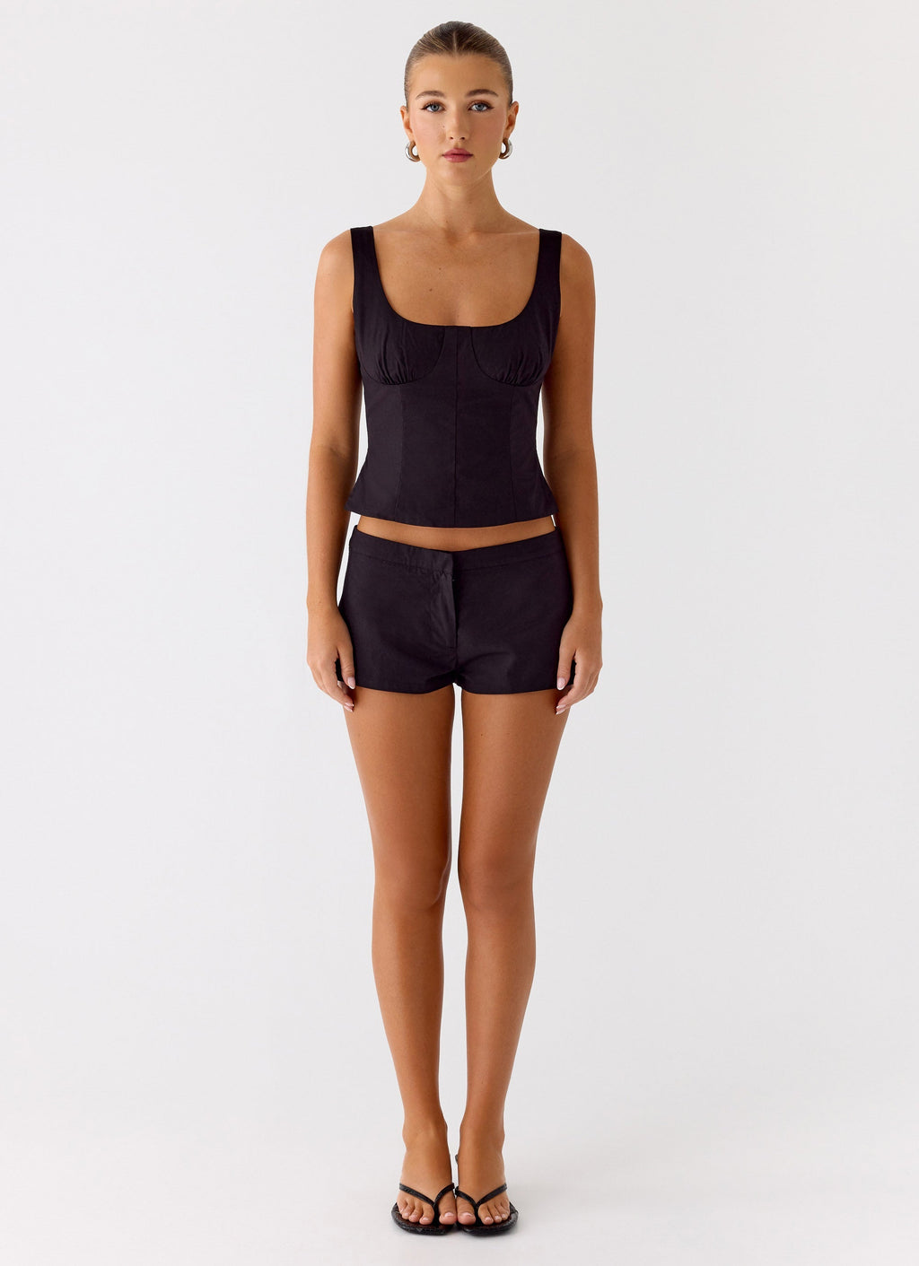 Coastline Cotton Micro Mini Shorts - Black