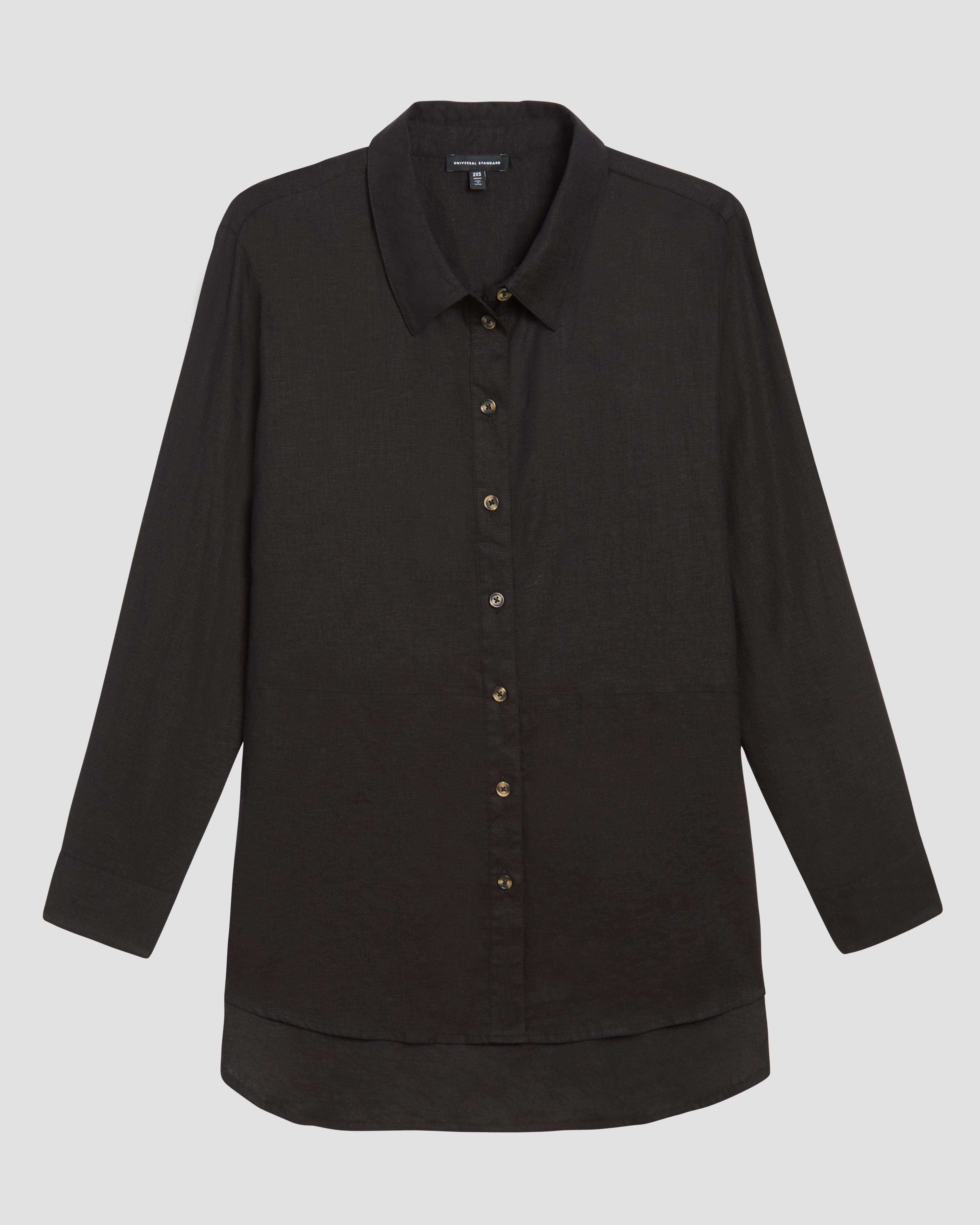 Dawn Linen Blend Hi Low Tunic - Black