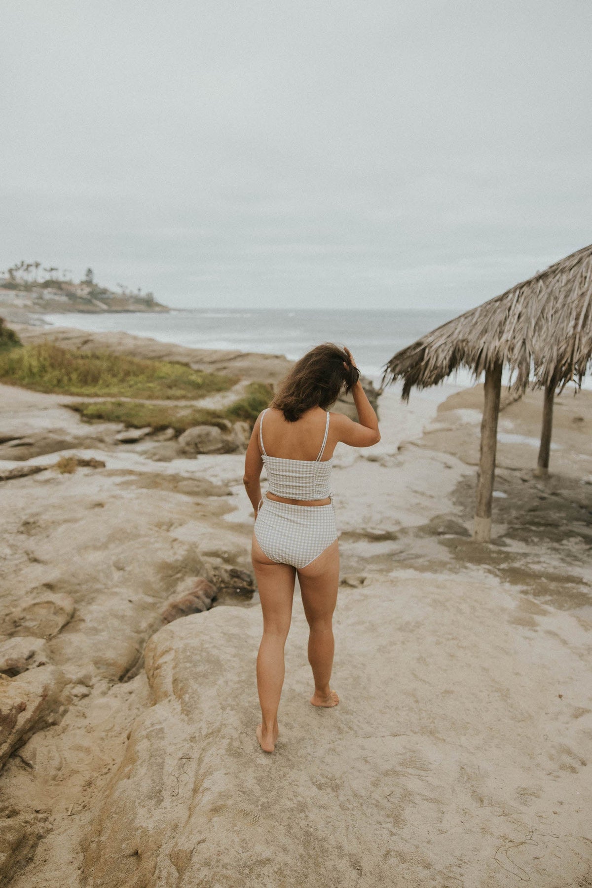 August Top | Gingham Tankini Top with Customizable Ruching