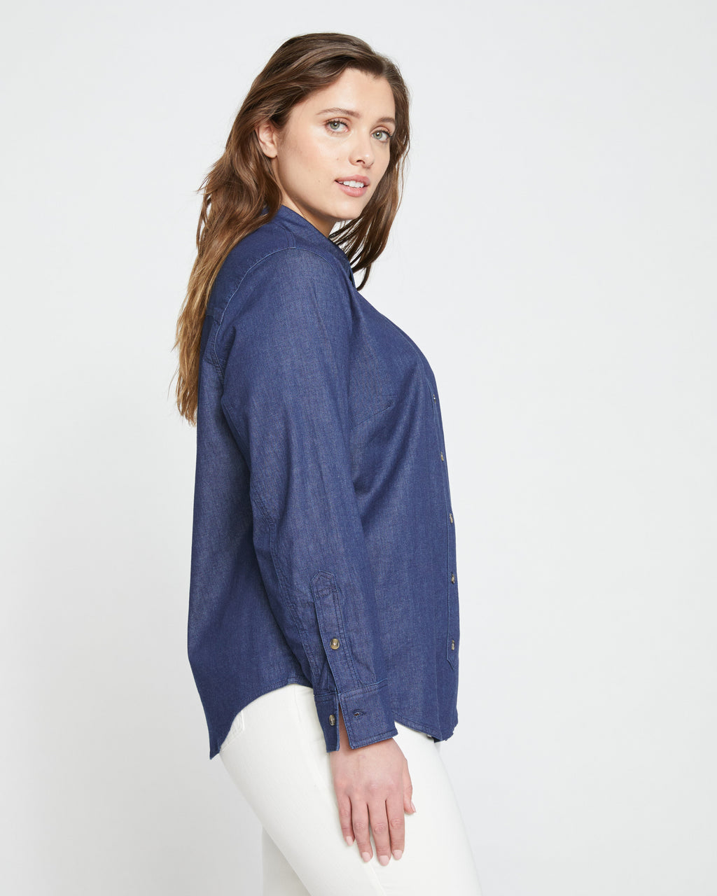 Minimalist Stretch Cotton Chambray Shirt - Dark Indigo