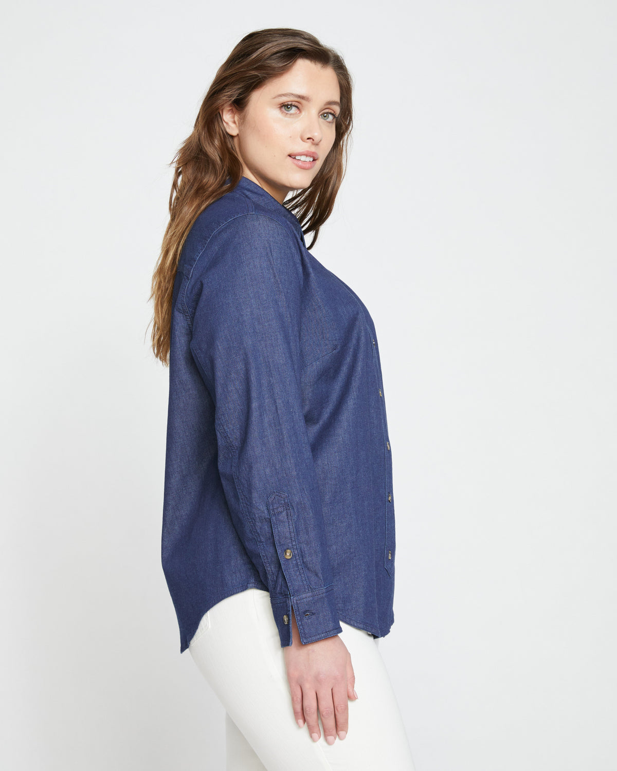 Minimalist Stretch Cotton Chambray Shirt - Dark Indigo