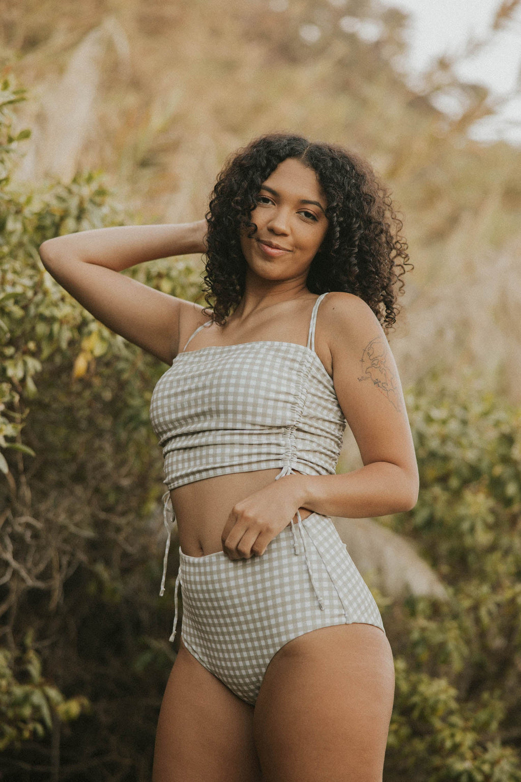 August High Waisted Bottoms | Seamless Gingham Bikini Bottoms