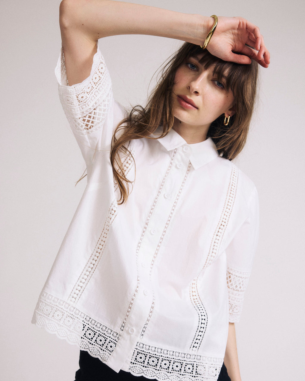 Dora Cotton Poplin Blouse - White