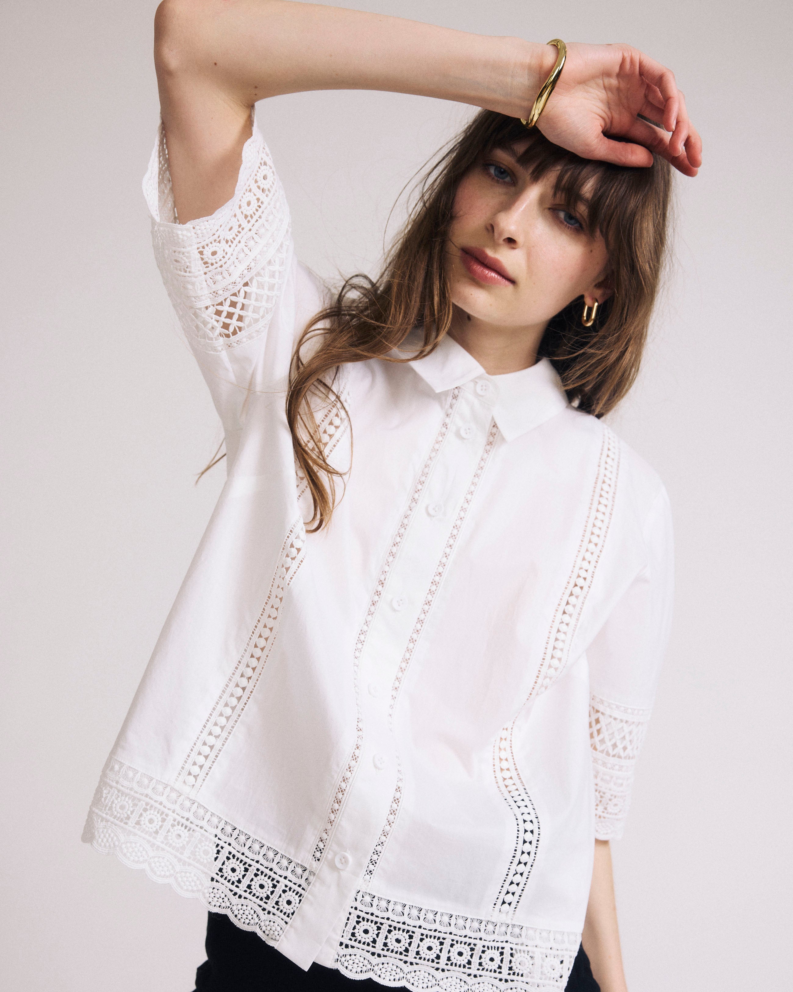Dora Cotton Poplin Blouse - White