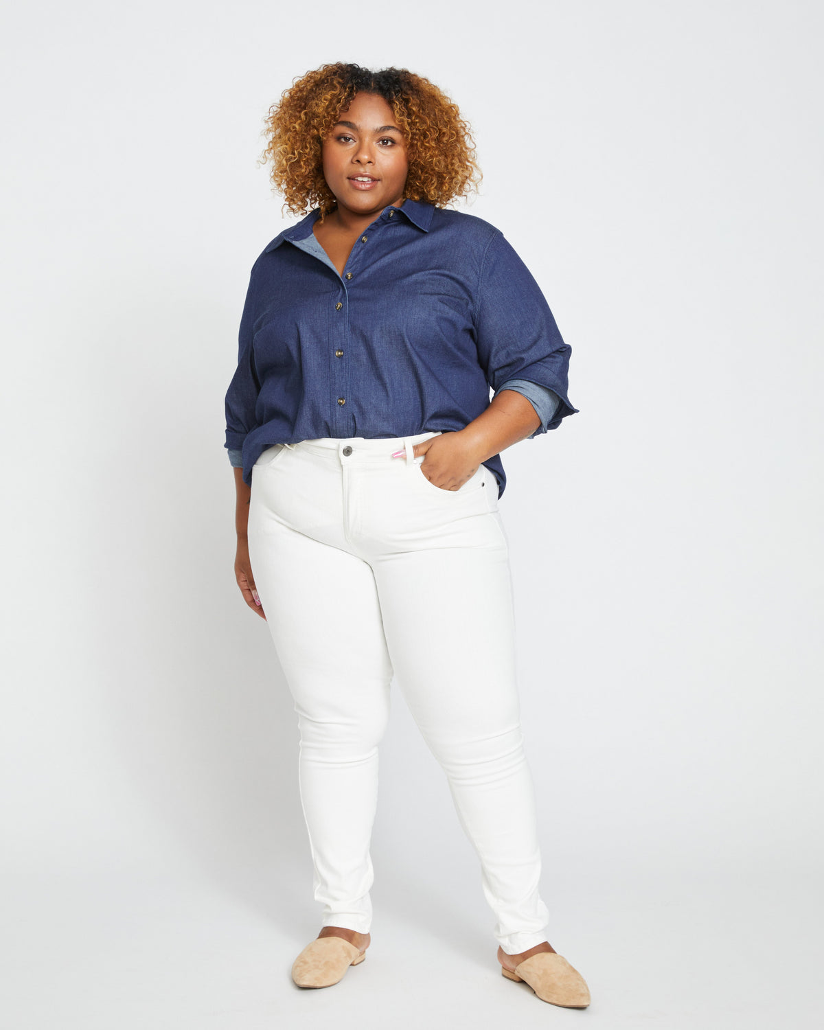 Minimalist Stretch Cotton Chambray Shirt - Dark Indigo