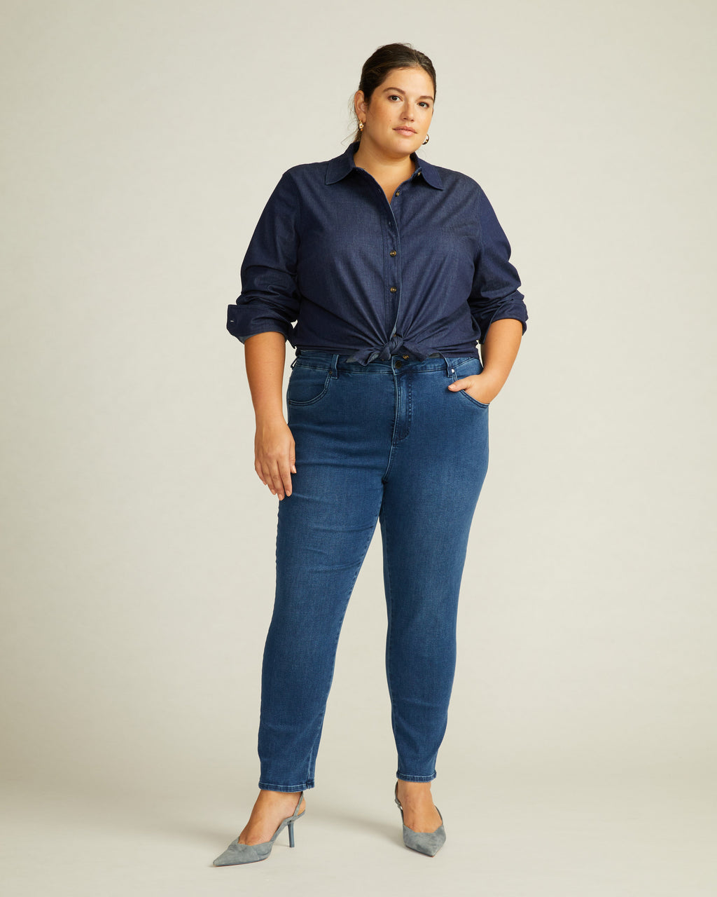 Minimalist Stretch Cotton Chambray Shirt - Dark Indigo