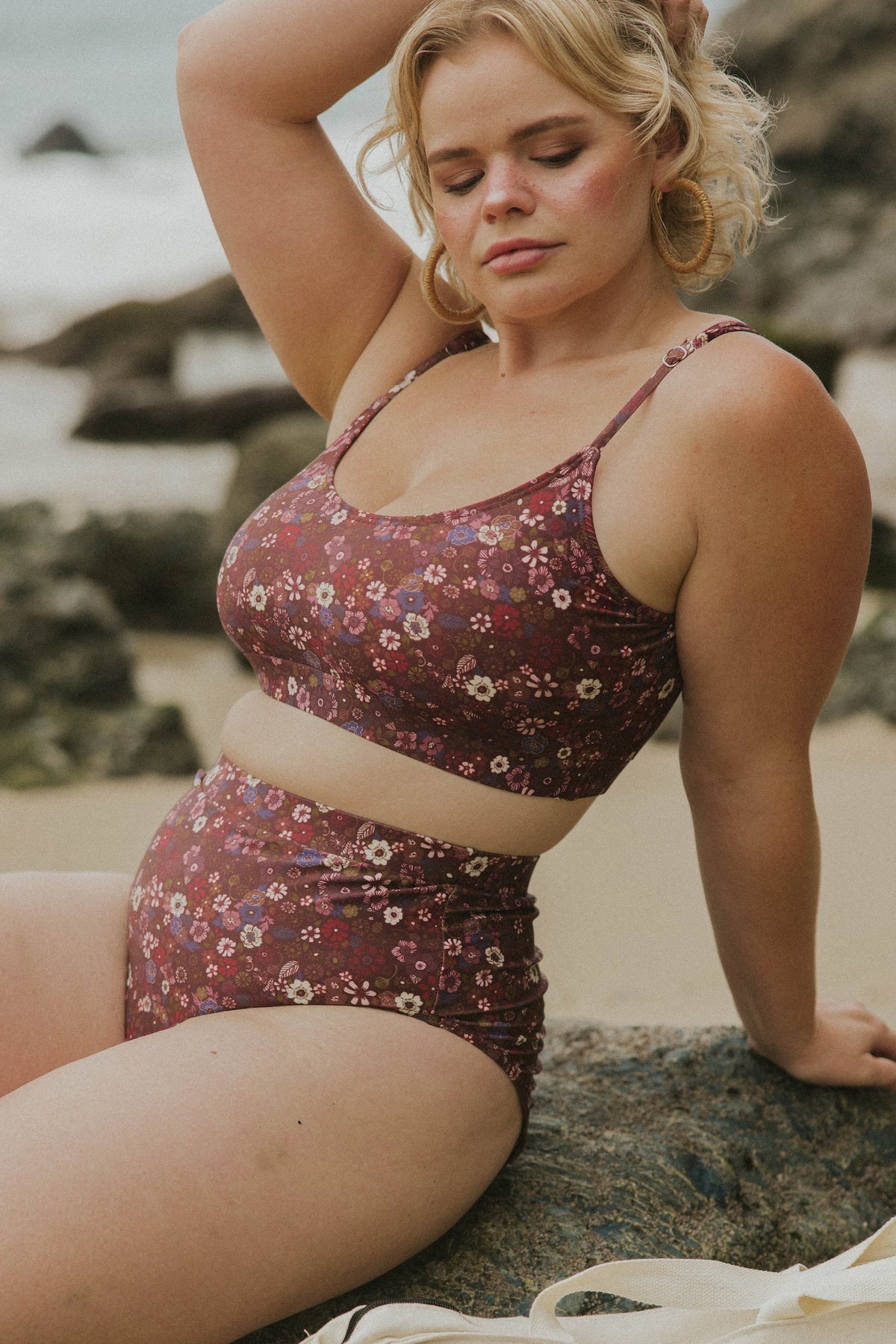 Charlotte Bikini Top | Ditsy Floral Scoop Neck Swim Top