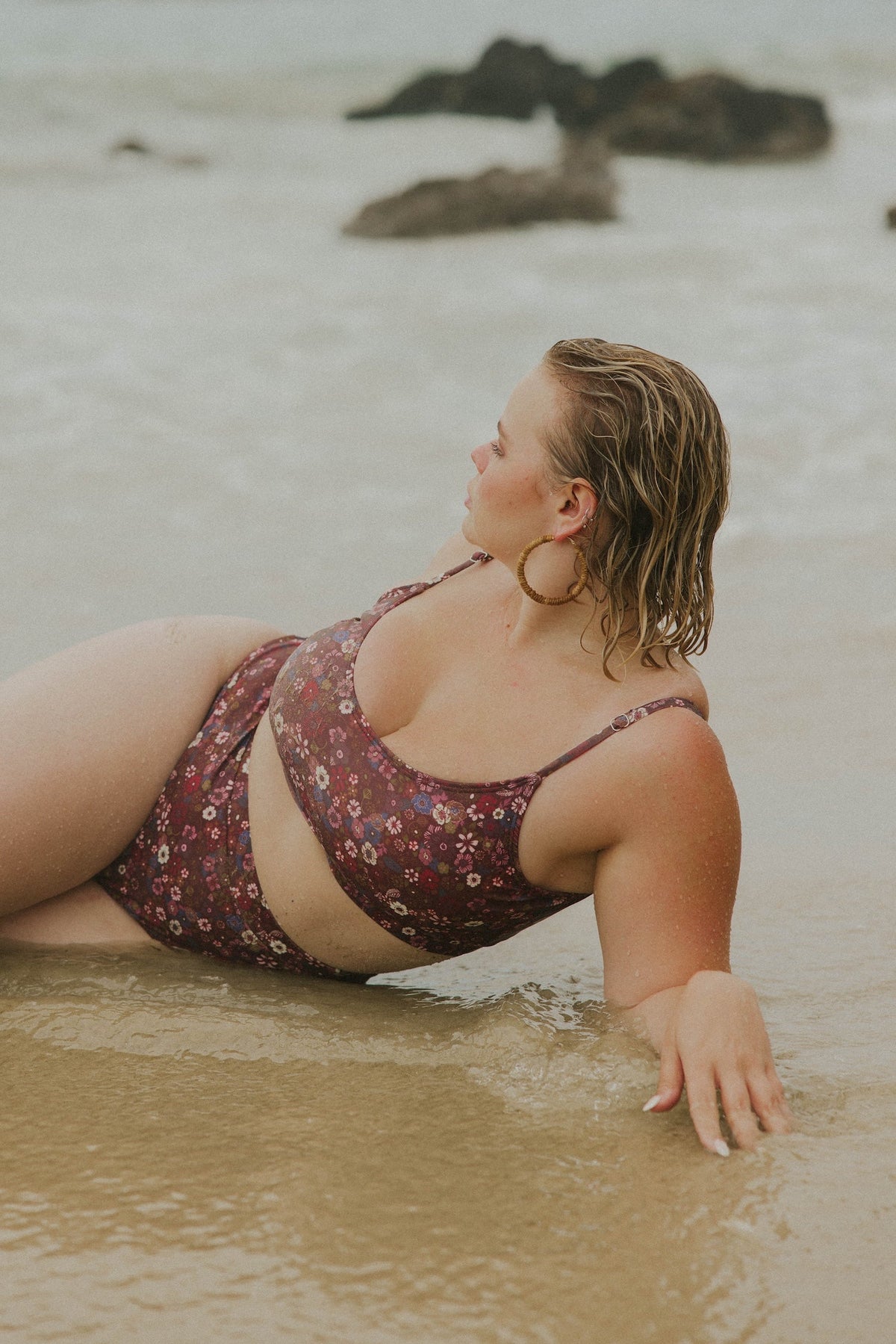 Charlotte Bikini Top | Ditsy Floral Scoop Neck Swim Top