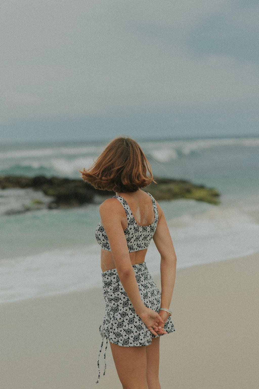 Daisy Swim Skirt | Floral Asymmetric Drawstring Swim Skirt