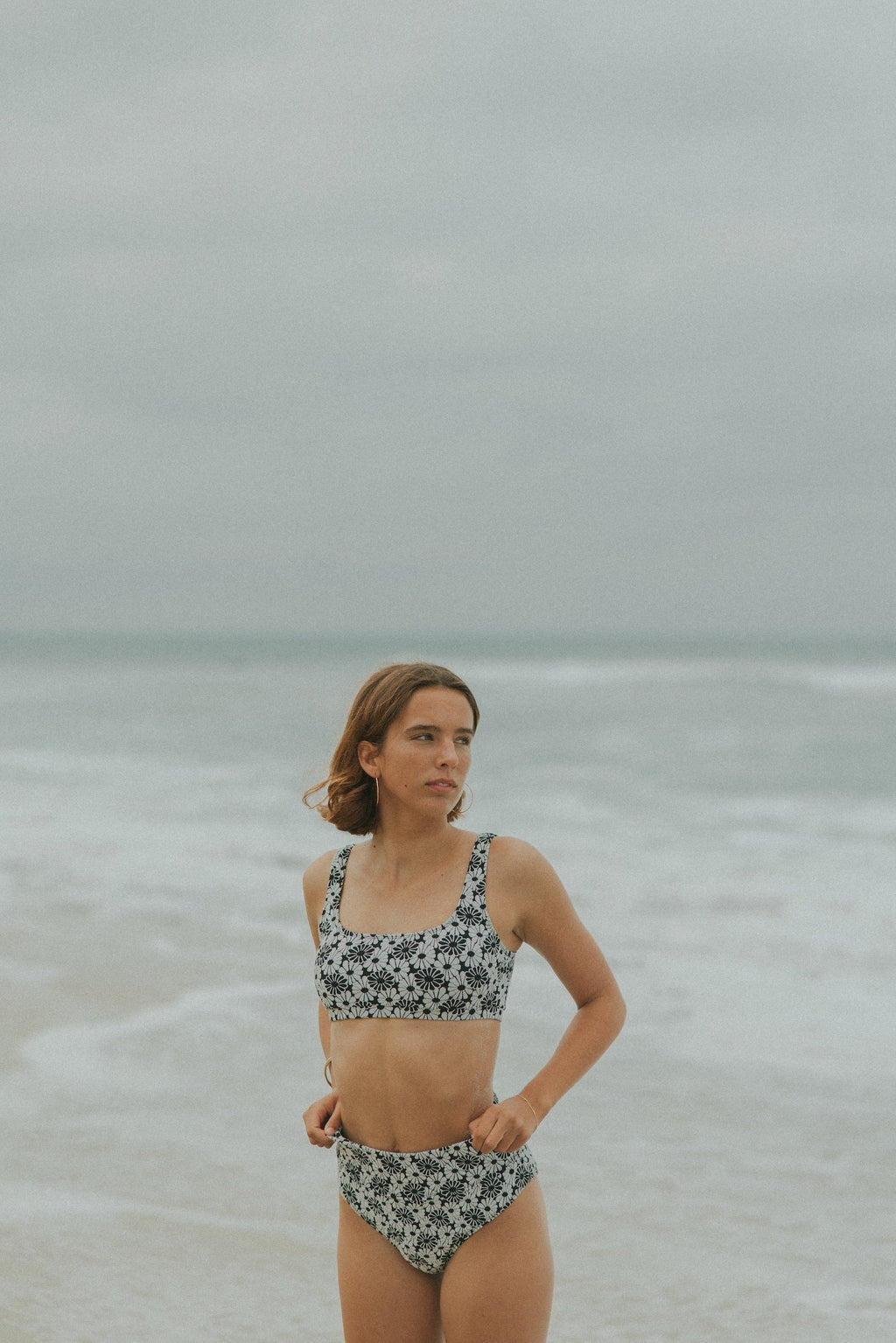 Daisy Bikini Top | Textured Floral Square Neck Bikini Top