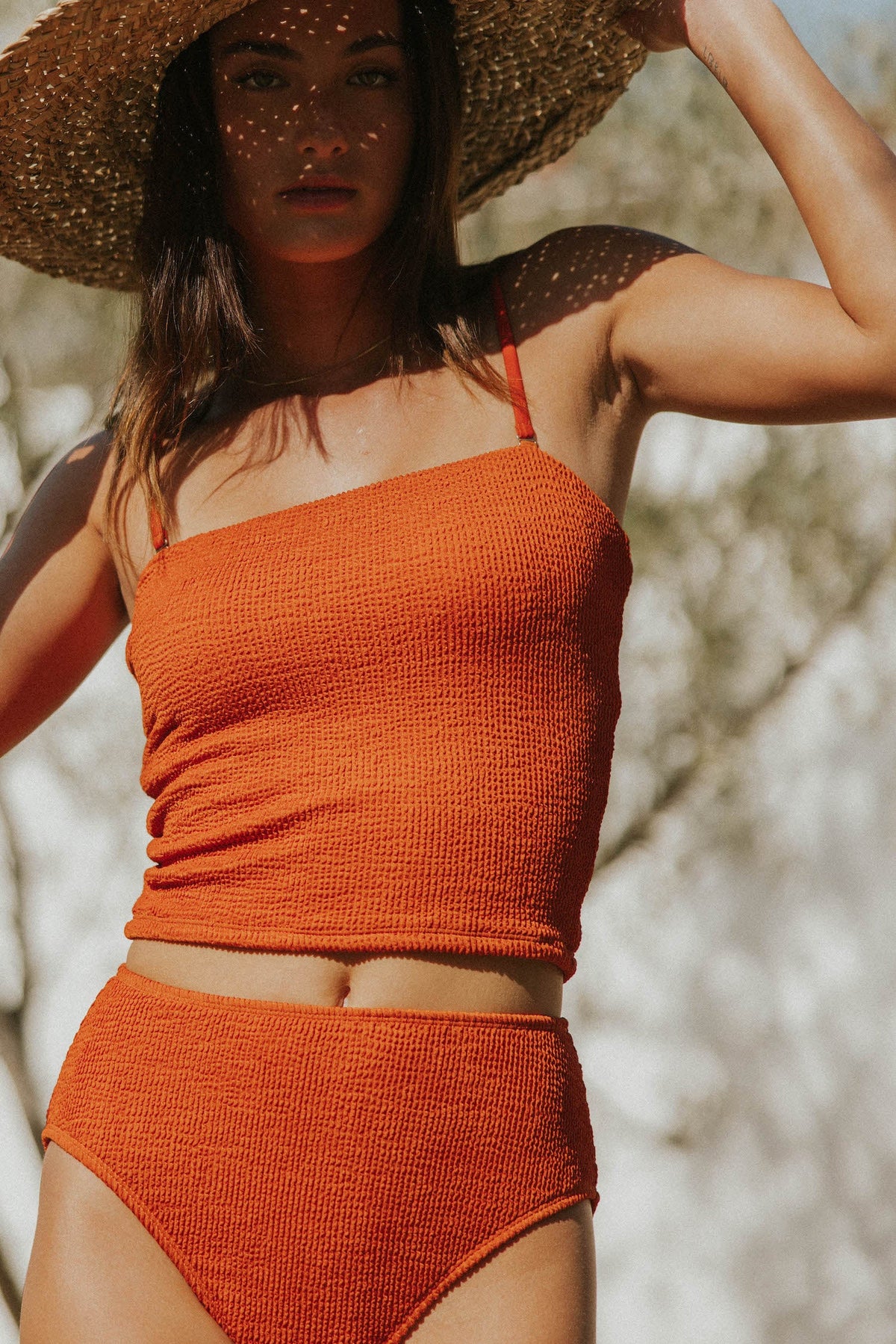 Ginger Top | Crepe Textured Strapless Tube Tankini Top