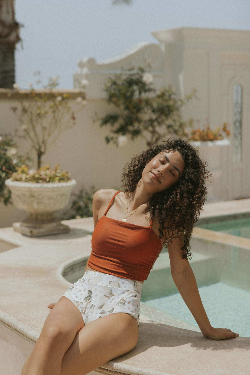 Sandstone Top | Adjustable Tie Back Tankini Top