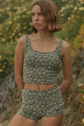 Savannah Top | Floral Textured Square Neck Tankini Top